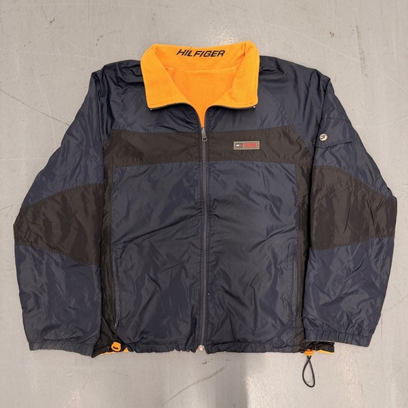 Tommy Hilfiger Other - Tommy Hilfiger Athletics Colorblock Track Jacket Orange Fleece Collar Zip Up XXL